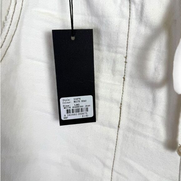 Free People X One Teaspoon White Shabbies Shabby Bandit Jeans Beau L - Picture 8 of 16